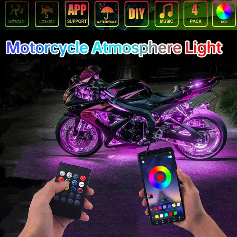 Led Gaming Light Strip - Led Motorcycle RGB Atmosphere Foot Light