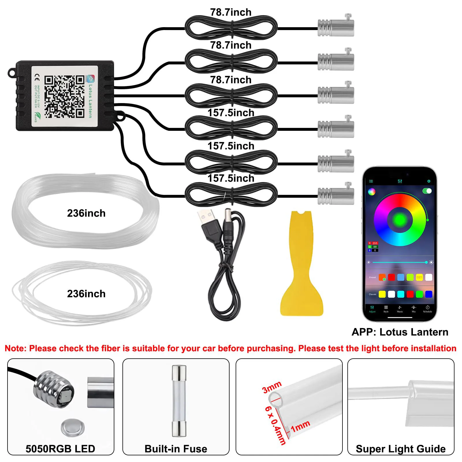 RGB LED Car Ambient Light Kit  - Led Gaming Light Strip avis et prix