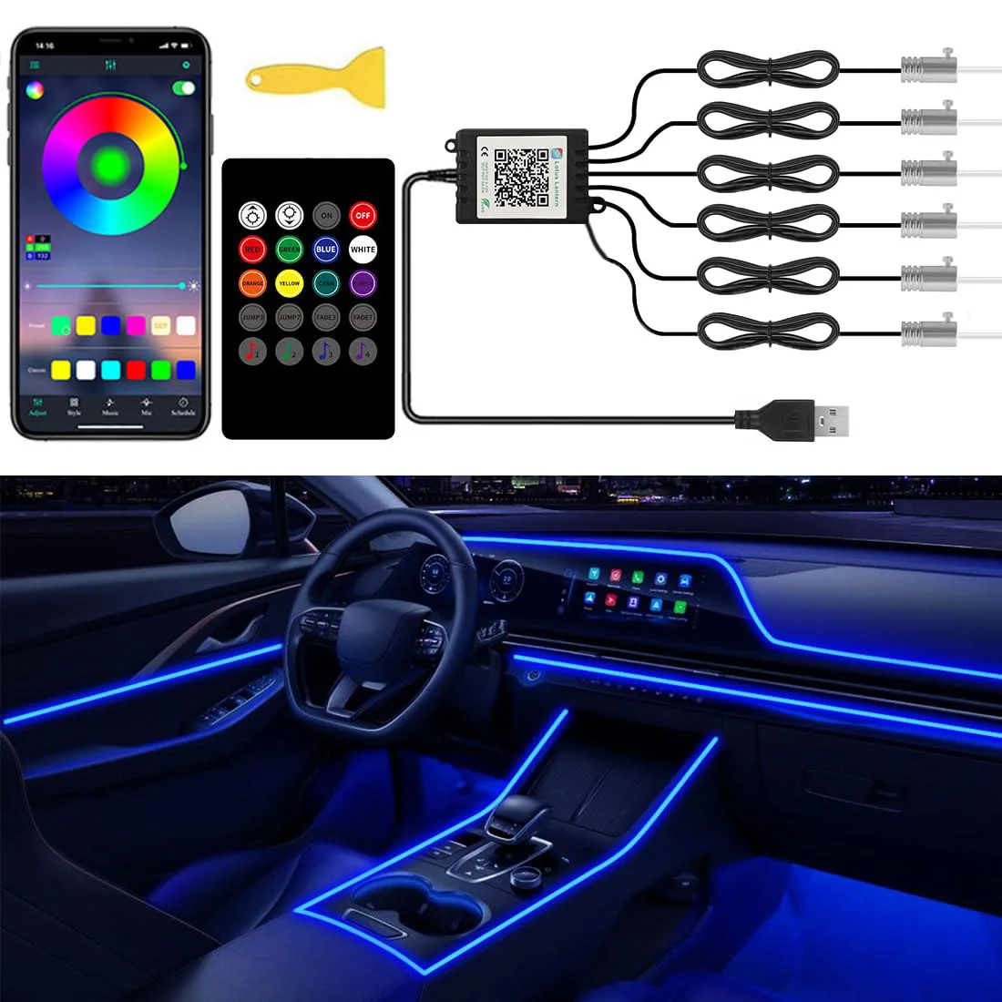 RGB LED Car Ambient Light Kit  - Led Gaming Light Strip avis et prix