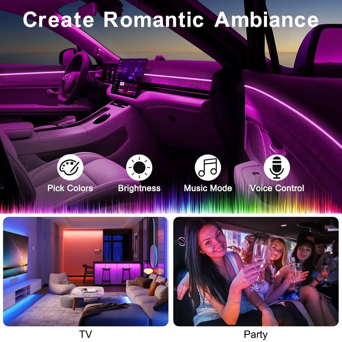 RGB LED Car Ambient Light Kit  - Led Gaming Light Strip avis et prix