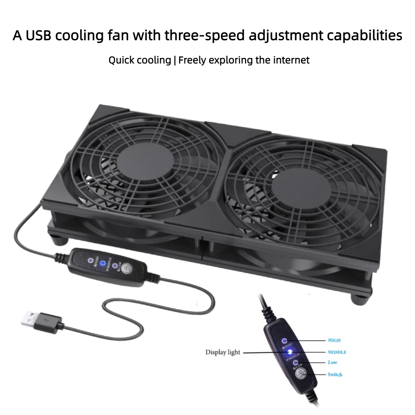 Dual USB Cooling Fan with 3-Sp - Gaming Console In avis et prix