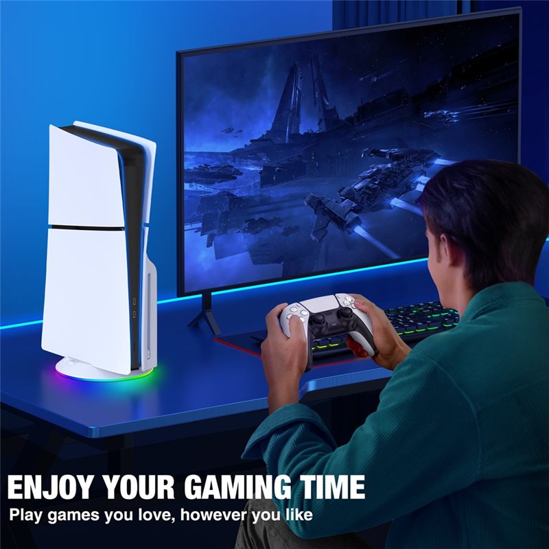 AED7-Vertical Stand With RGB L - Gaming Console Stand avis et prix