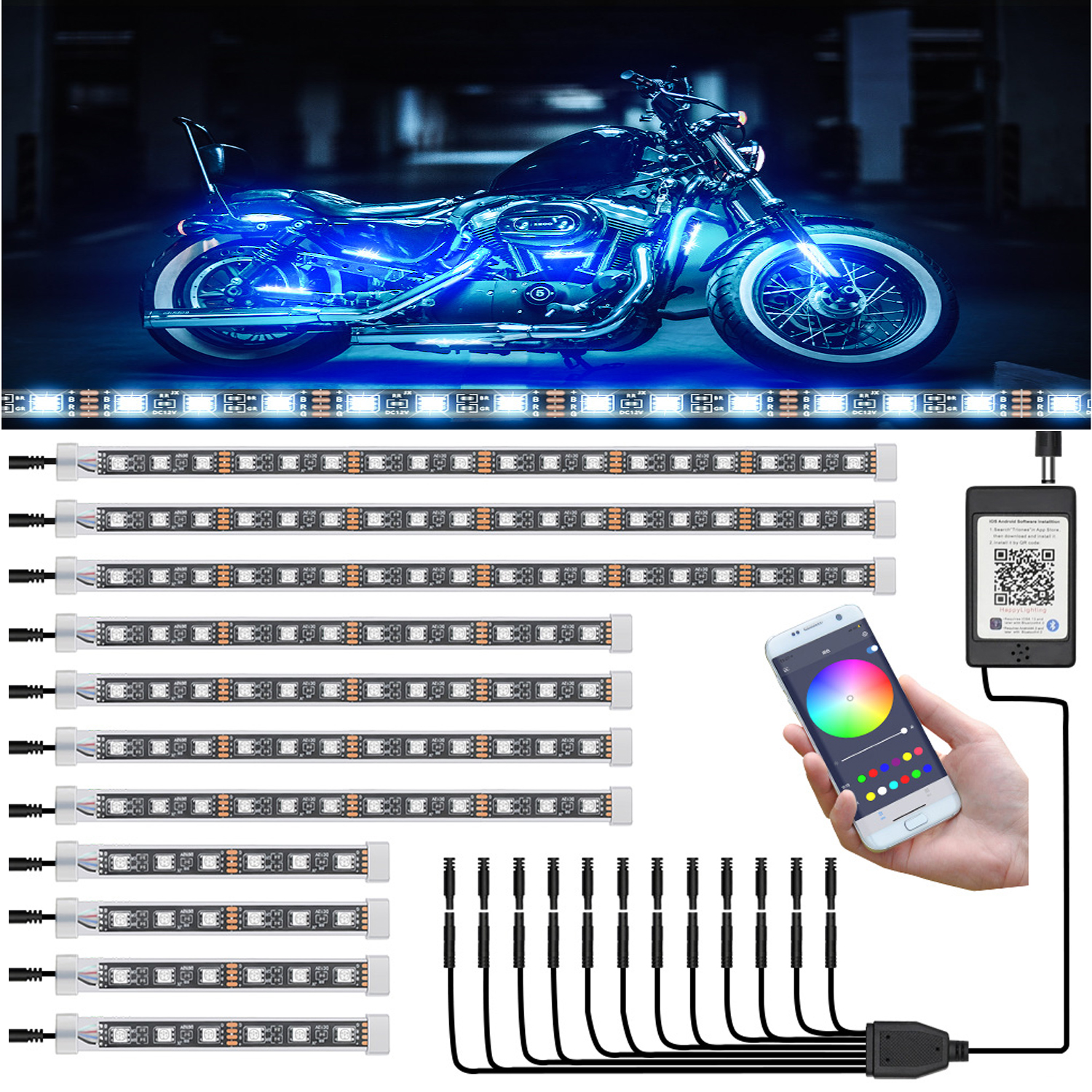 12 PCS Motorcycle LED Light ki - Led Gaming Light Strip avis et prix