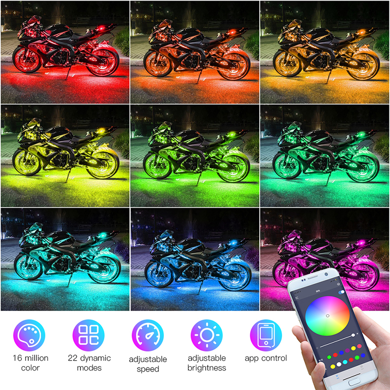 12 PCS Motorcycle LED Light ki - Led Gaming Light Strip avis et prix