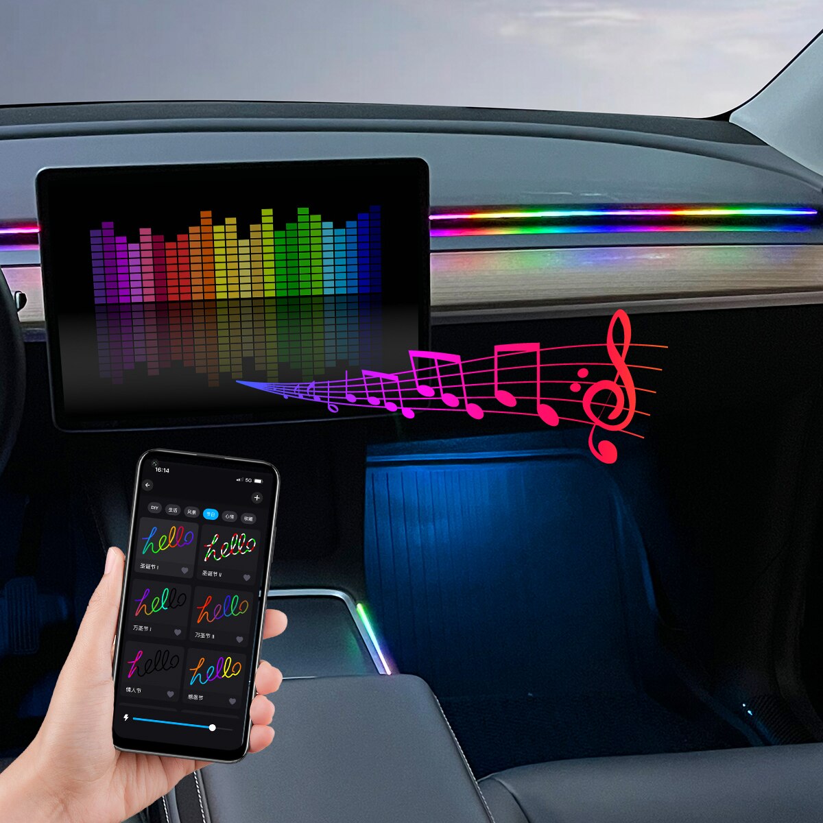 Car LED Ambient Light USB 64 C - Led Gaming Light Strip avis et prix
