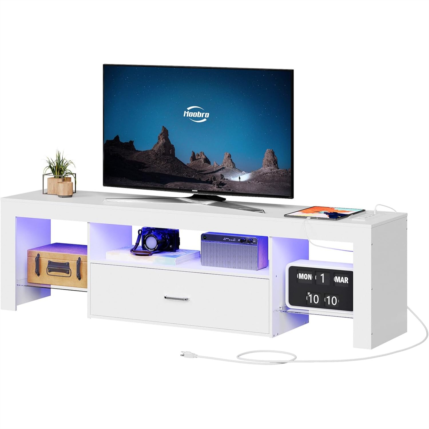 LED TV Stand with Power Outlet - Gaming Console Image avis et prix